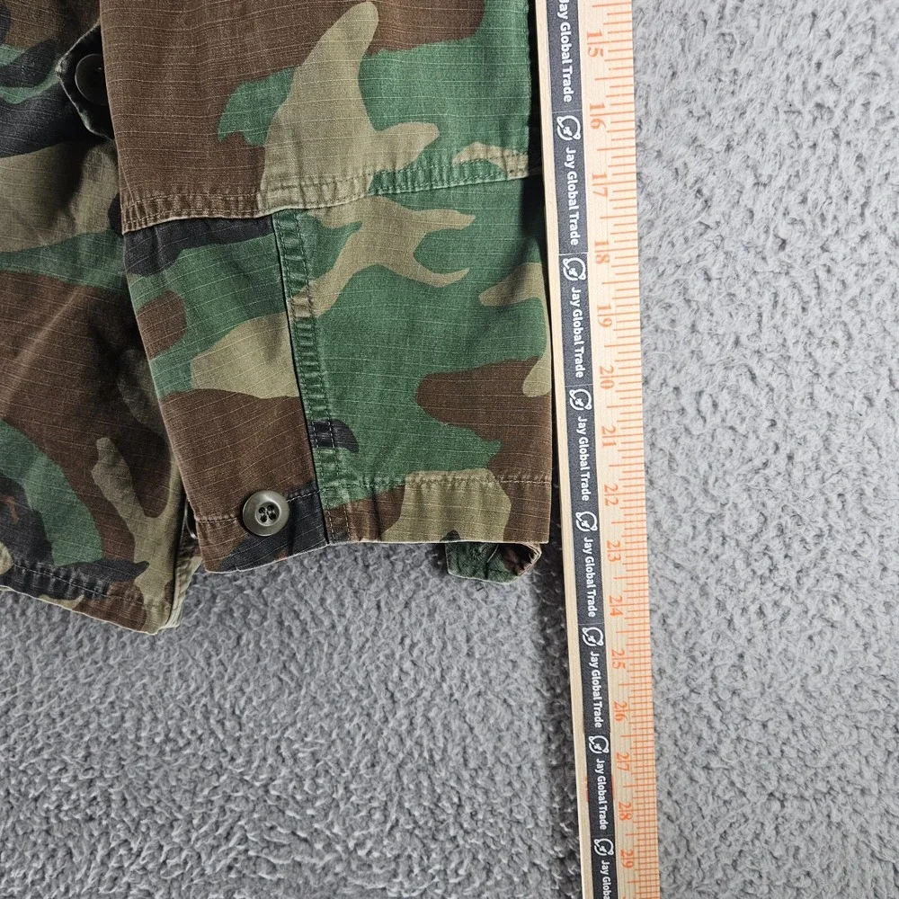 Army Shirt Men's Size Small Green Camo Woodland Combat Military Button Up‎ Sz S
